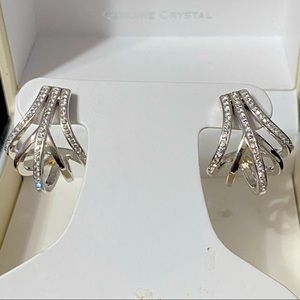 New Chrystina Genuine Crystal Abstract Hoop Drop Dangle Earrings (Nickel Free)